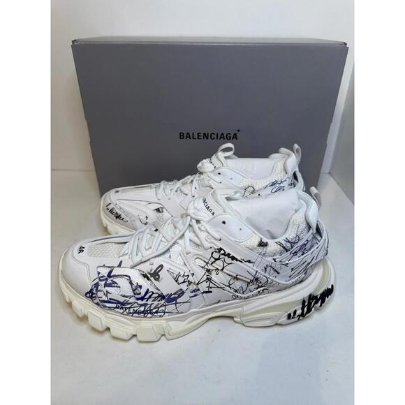 Balenciaga Track Signature Logo Sneakers White/Black SZ 46 - Picture 3 of 6